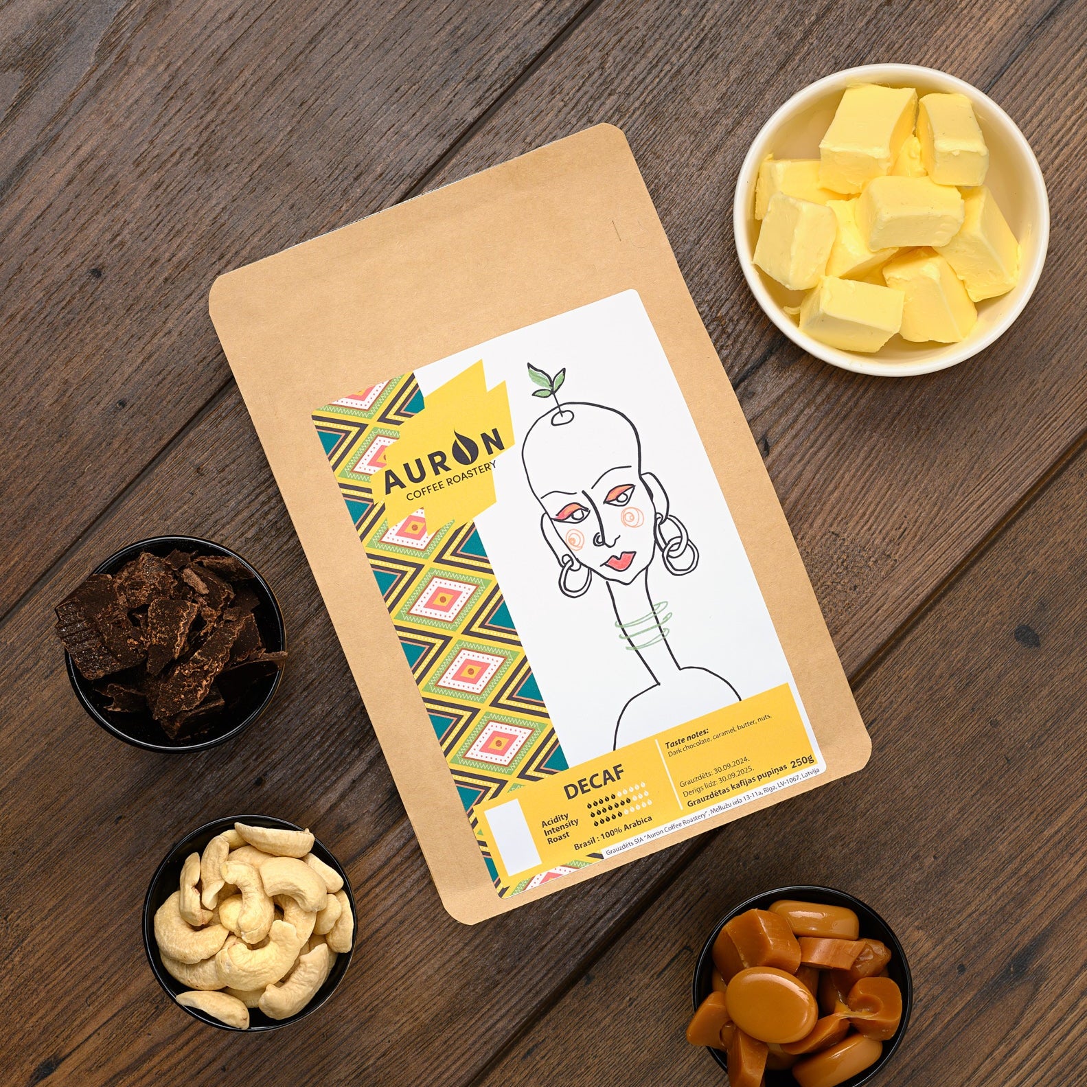 Kafijas pupiņas Brasil Decaf EA bezkofeīna - AURON COFFEE ROASTERY