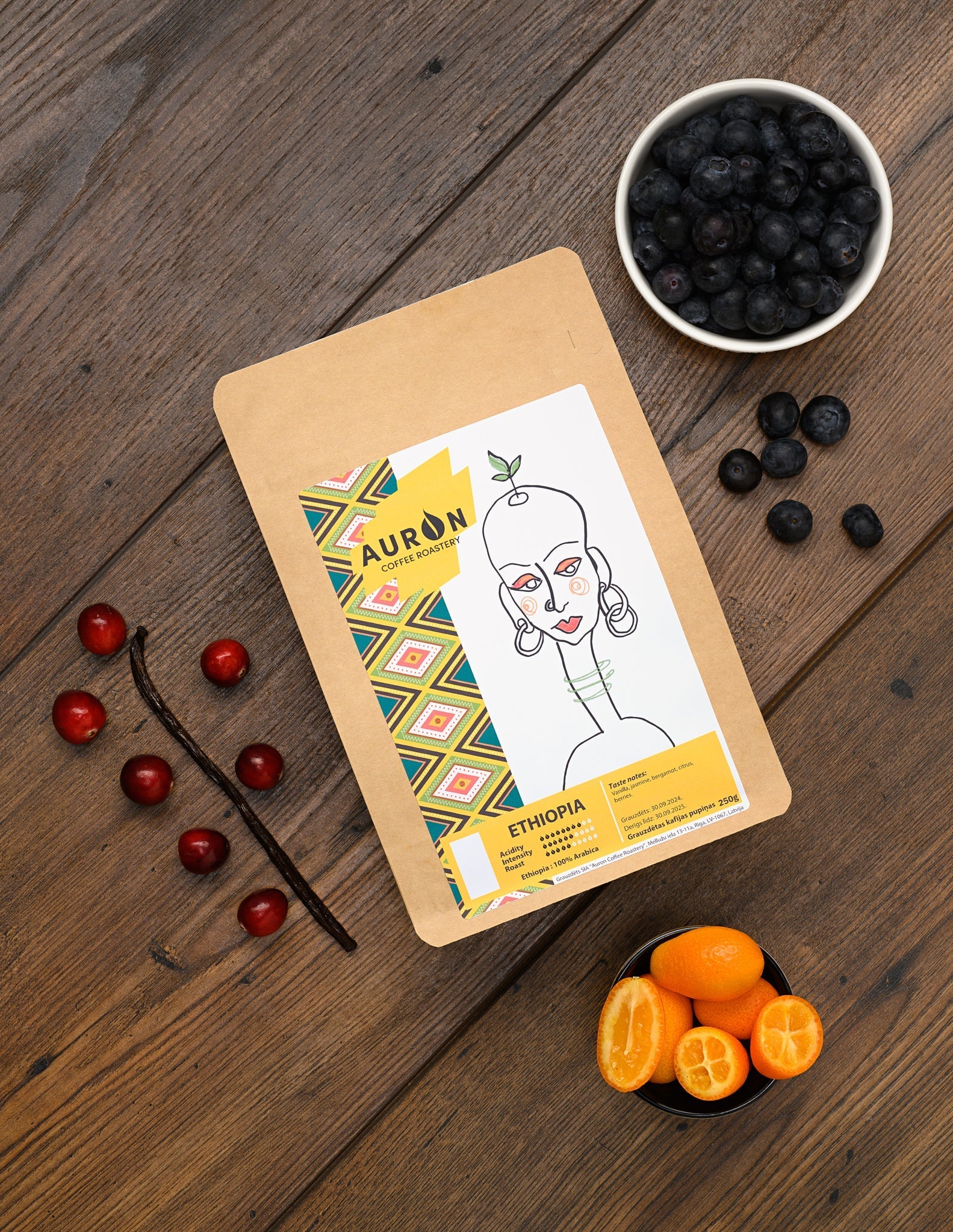 1kg Kafijas pupiņas ETHIOPIA Yirgacheffe KURUME - AURON COFFEE ROASTERY