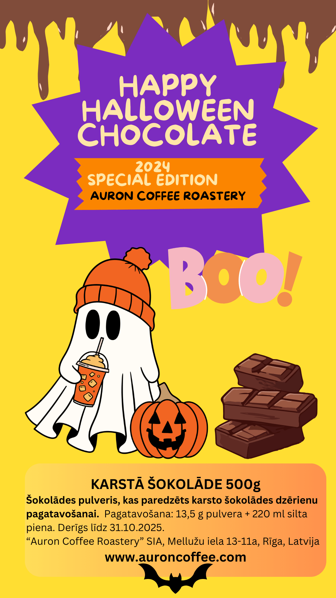 HAPPY HALLOWEEN CHOCOLATE Karstās šokolādes dzēriens 500g - AURON COFFEE ROASTERY