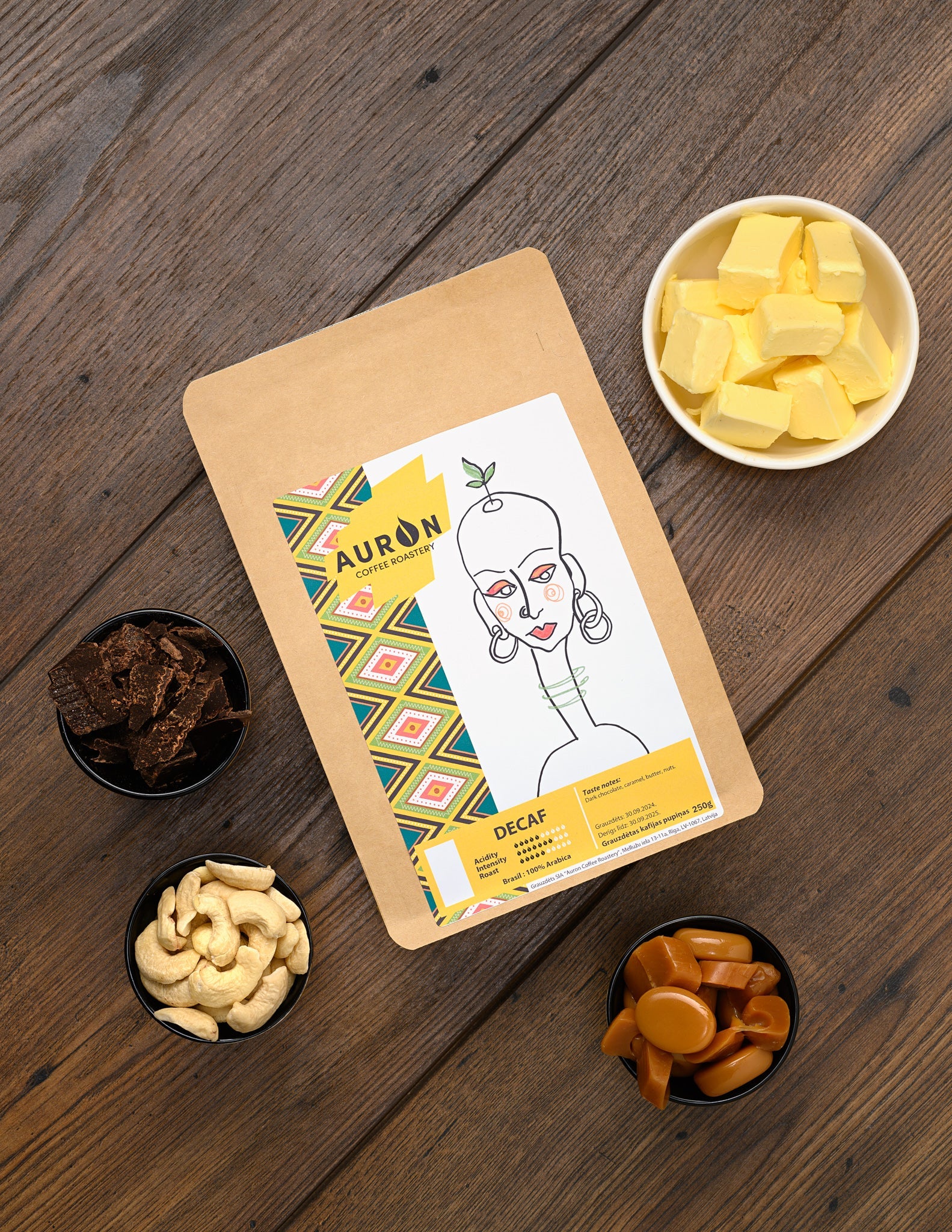 Kafijas pupiņas Brasil Decaf EA bezkofeīna - AURON COFFEE ROASTERY